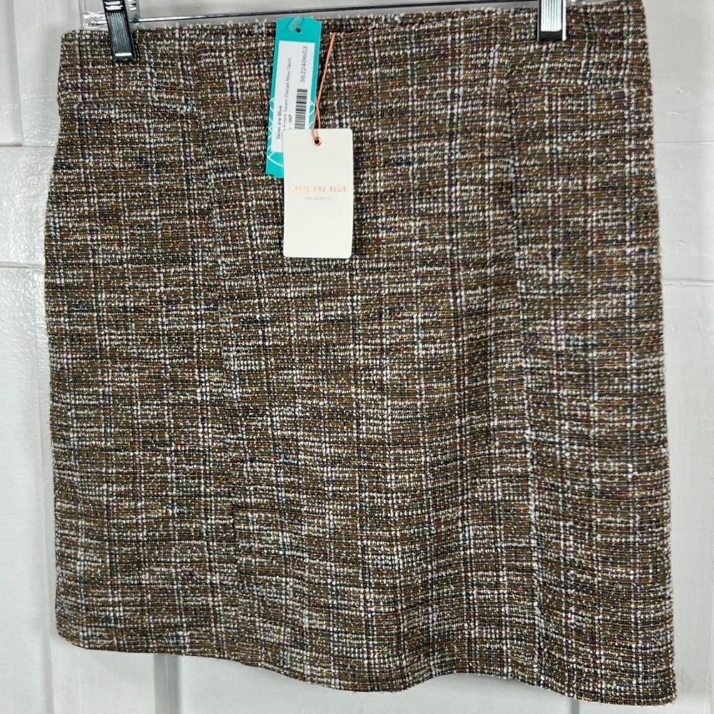Skies Are Blue Tweed Mini Skirt MP Front Seam‎ Detail Multi Color Metallic